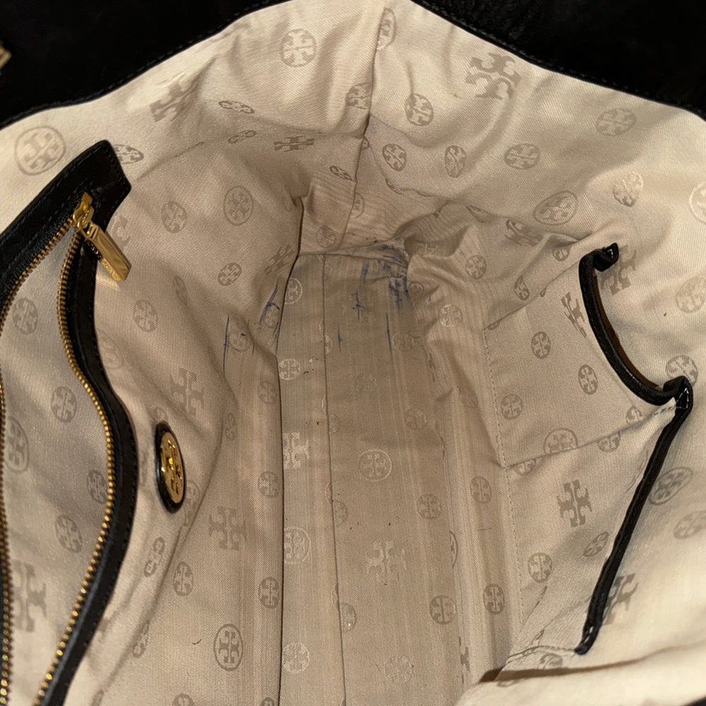Tory Burch Fleming Raffia Black & Beige Tote - Picture 12 of 12